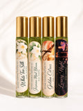 Revere Essence Perfume Oil Collection by Essentially Yours featuring White Tea Silk, Jasmine Mint Bloom, Golden Citrus, and Luxury Night