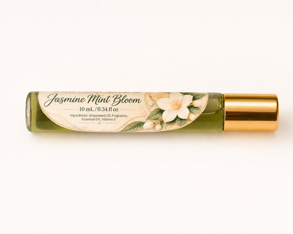 Revere Essence Jasmine Mint Bloom 10 mL perfume oil roller by Essentially Yours, horizontal product photo