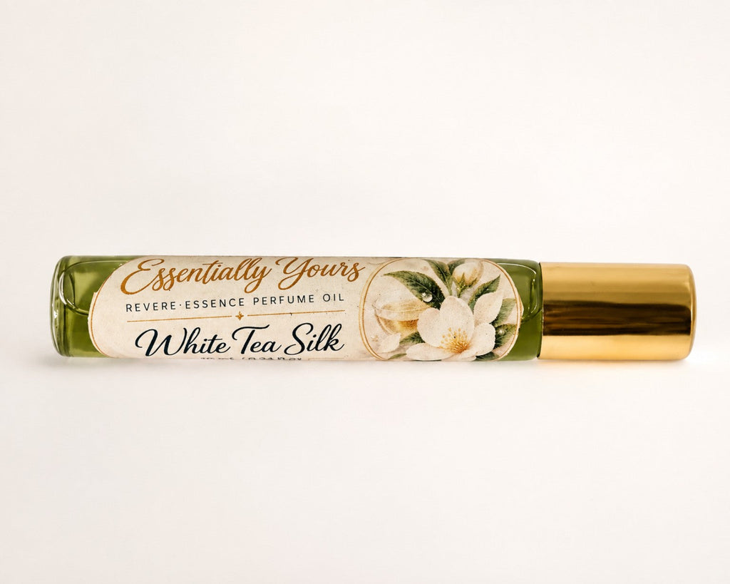 Revere Essence White Tea Silk 10 mL perfume oil roller by Essentially Yours, horizontal product photo